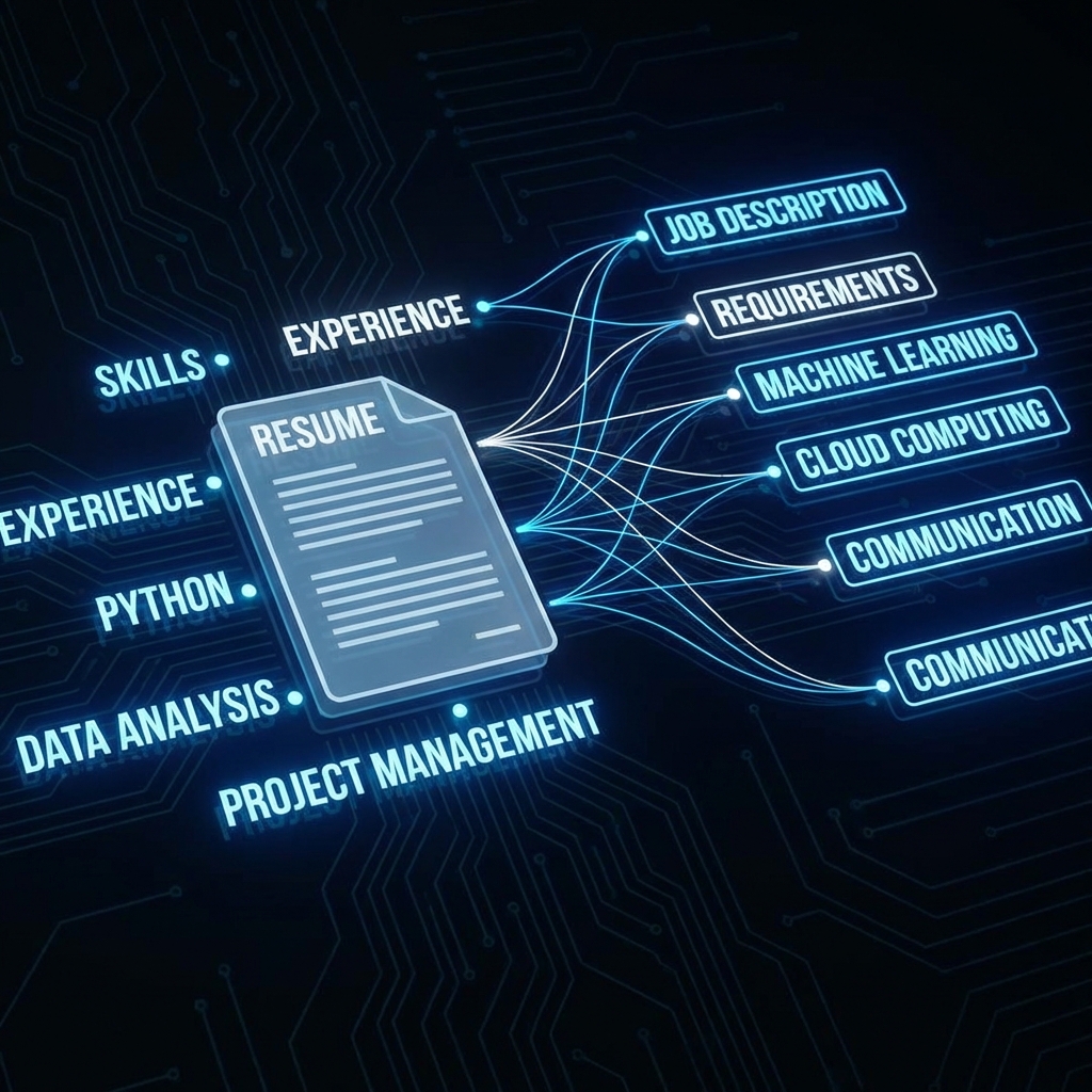 Visual representation of keyword matching between job description and resume